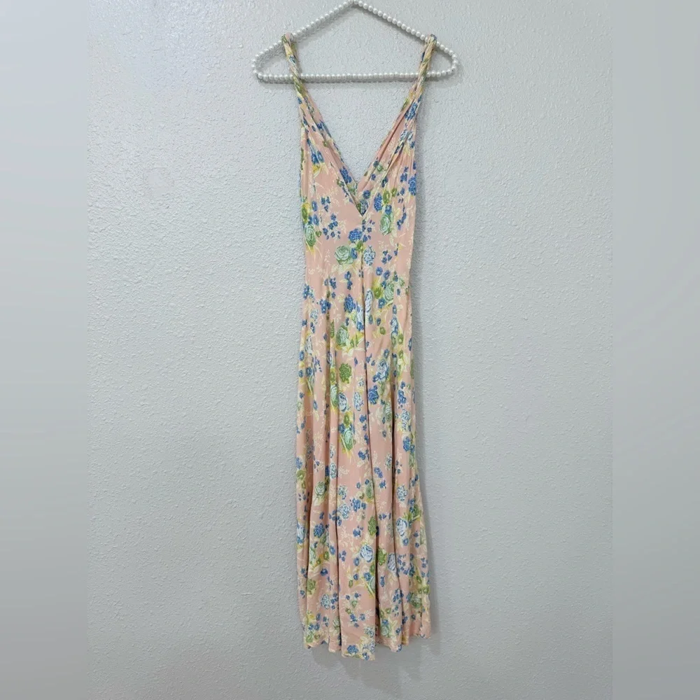 ZARA FLORAL PRINT V-NECK MIDI DRESS SIZE XS BLOGGER FAVORITE